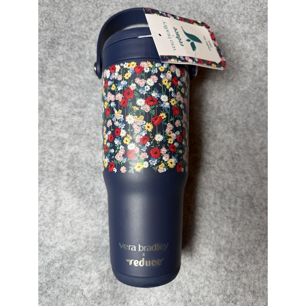 Vera Bradley x Reduce Chiller Go 24oz Insulated Tumbler, Handle, Navy Floral